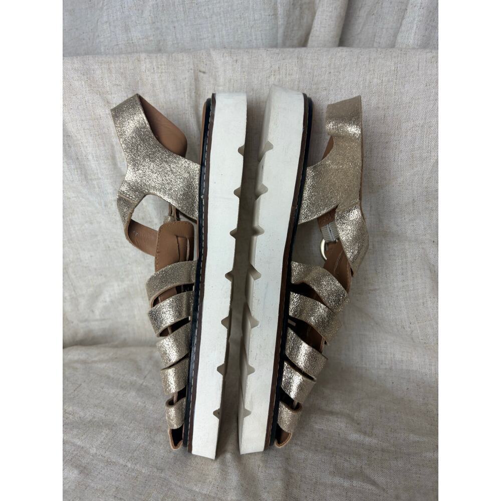 Anthropologie Fisherman Sport Sandals Metallic Gold Leather Sz. 41 *runs small* - Picture 4 of 11